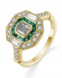 OCTAGON STYLE EMERALD DIAMOND RING (TR5024)